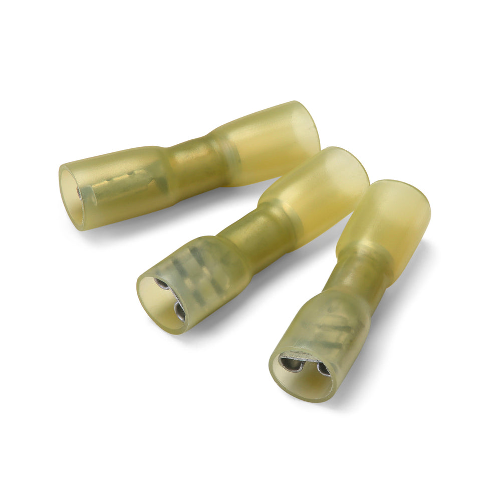 6.3 x 0.8mm Yellow Heat Shrink Fully Insulated Female Push-On Terminal - Pack of 100