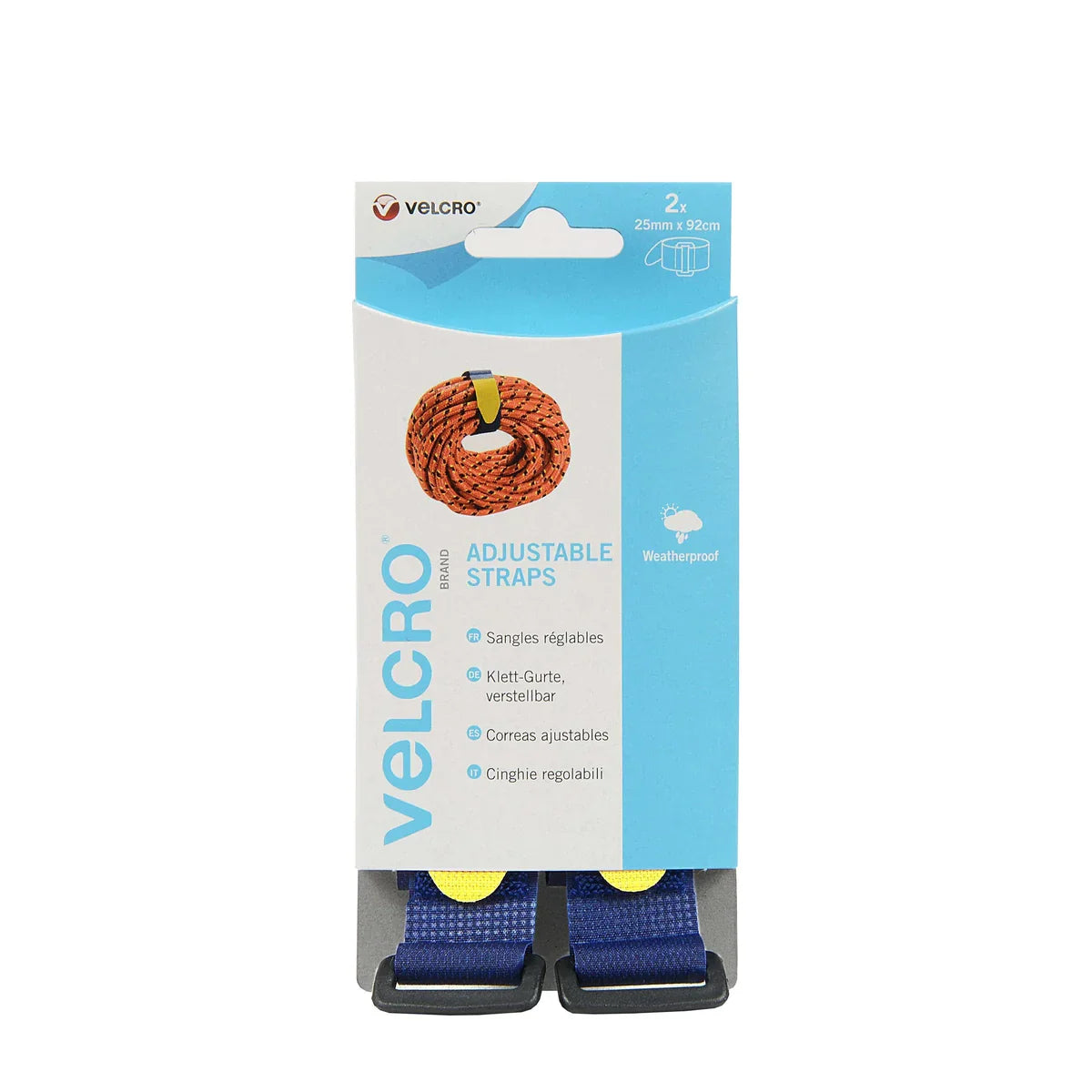 VELCRO®-säädettävät hihnat – leveys 25 mm x pituus 920 mm – 2 kpl:n sarja