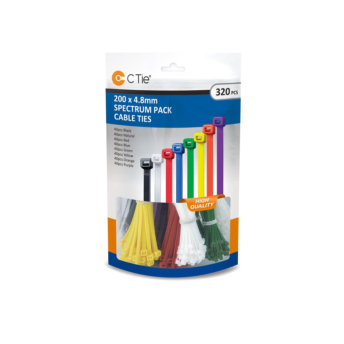 Assorted Cable Ties - Multicolour - 320pcs - 200 x 4,8 mm