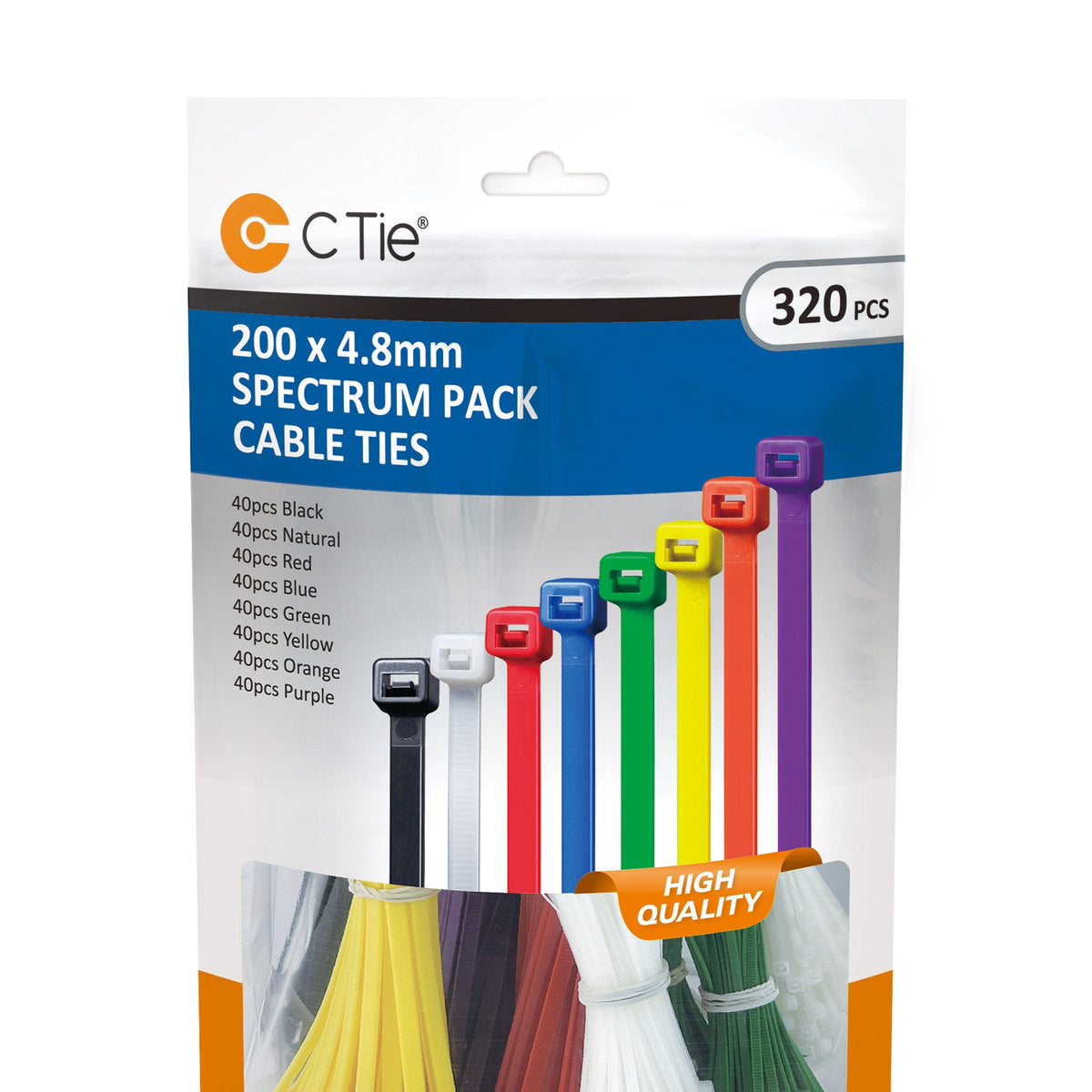Assorted Cable Ties - Multicolour - 320pcs - 200 x 4,8 mm